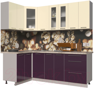 Готовая кухня Интерлиния Мила Пластик 1.2x2.2 - фото