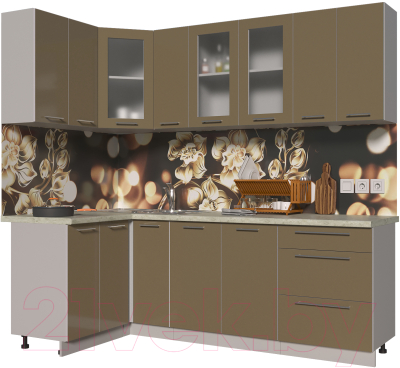 Готовая кухня Интерлиния Мила Пластик 1.2x2.3 - фото