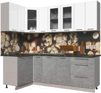 Кухонный гарнитур Интерлиния Мила Пластик 1.2x2.3 - фото