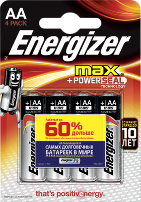 Комплект батареек Energizer Max E91/AA / E300157104P - фото