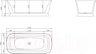 Ванна акриловая BelBagno BB400-1700-800