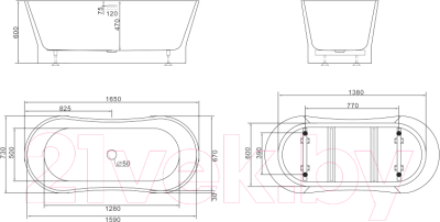 Ванна акриловая BelBagno BB406-1650-730