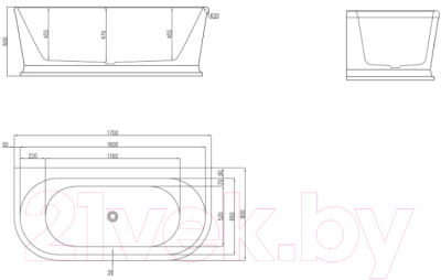 Ванна акриловая BelBagno BB408-1700-800