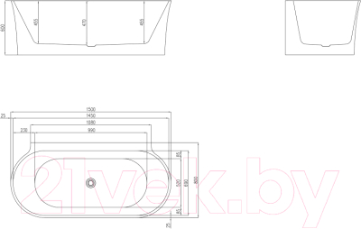 Ванна акриловая BelBagno BB409-1500-800