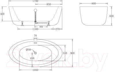 Ванна акриловая BelBagno BB67-1700