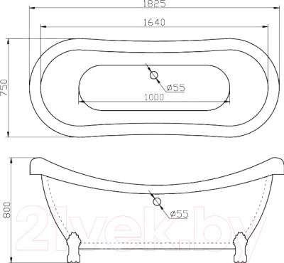 Ванна акриловая BelBagno BB05 182.5x75