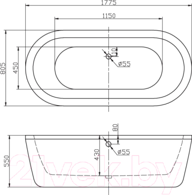 Ванна акриловая BelBagno BB12-1775