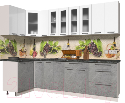Кухонный гарнитур Интерлиния Мила Пластик 1.2x2.7 - фото