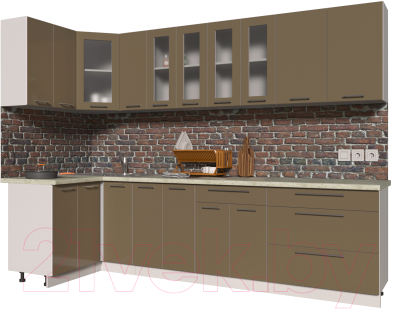 Готовая кухня Интерлиния Мила Пластик 1.2x2.9 - фото