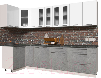Кухонный гарнитур Интерлиния Мила Пластик 1.2x2.9 - фото