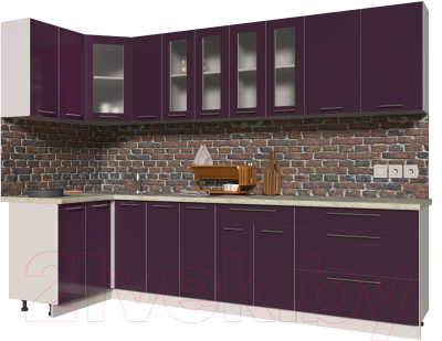 Готовая кухня Интерлиния Мила Пластик 1.2x2.9 - фото
