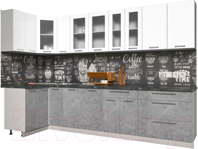 Кухонный гарнитур Интерлиния Мила Пластик 1.2x3.1 - фото