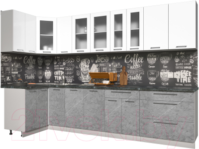 Кухонный гарнитур Интерлиния Мила Пластик 1.2x3.2 - фото