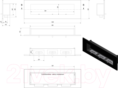 Биокамин Kratki Delta 3 с сертификатом TUV (черный)