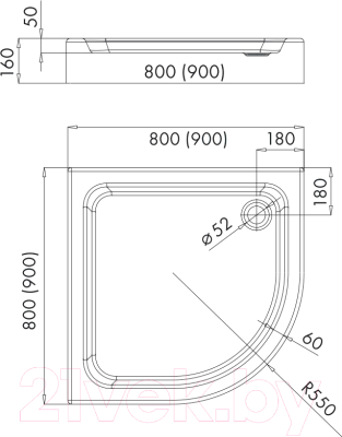Душевой поддон Omnires Invest Project 80 BP (белый)