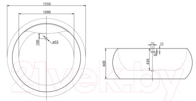 Ванна акриловая BelBagno BB30-1550