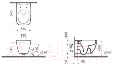 Унитаз подвесной VitrA Shift Rim-Ex / 7742B003-0075 Унитаз подвесной VitrA Shift Rim-Ex / 7742B003-0075