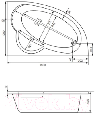 Ванна акриловая Santek Шри-Ланка 150x100 R (с каркасом и экраном)