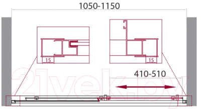 Душевая дверь BelBagno Unique-BF-1-100/115-P-Cr
