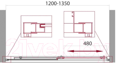 Душевая дверь BelBagno UNIQUE-BF-1-120/135-P-Cr