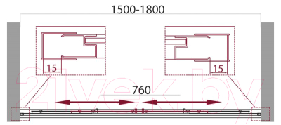 Душевая дверь BelBagno UNIQUE-BF-2-150/180-C-Cr