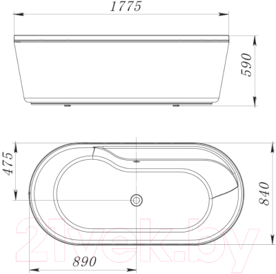 Ванна акриловая BelBagno BB14-K