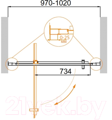 Душевая дверь Cezares MOLVENO-BA-1-100-C-Cr-IV