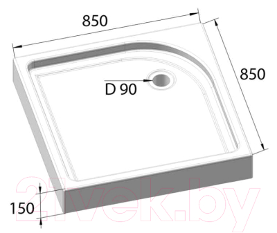 Душевой поддон BelBagno Tray-BB-A-90-15-W (90x90)
