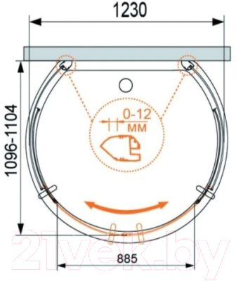 Душевой поддон Cezares TRAY-A-MODENA-O-123/110-15-W
