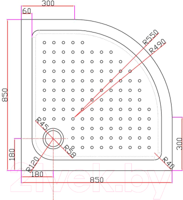 Душевой поддон Cezares Tray-A-R-85-550-15-W (85x85)
