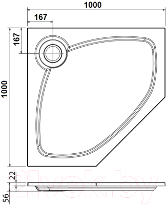 Душевой поддон Cezares Tray-S-P-100-56-W