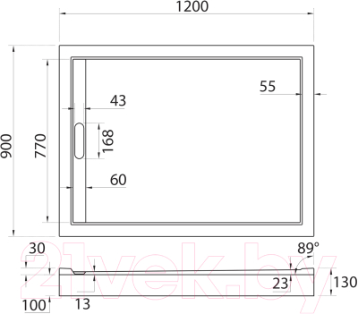 Душевой поддон Cezares TRAY-AS-AH-120/90-30-W