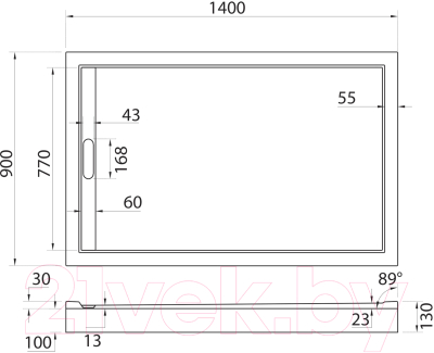 Душевой поддон Cezares TRAY-AS-AH-140/90-30-W