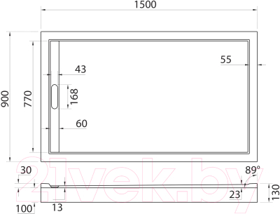 Душевой поддон Cezares TRAY-AS-AH-150/90-30-W
