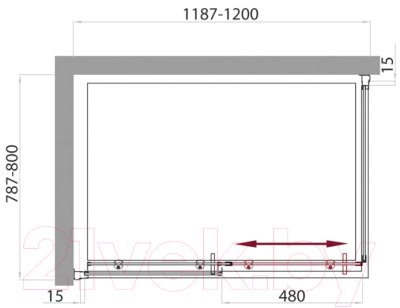 Душевой уголок BelBagno UNO-AH-1-120/80-C-Cr
