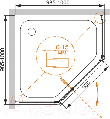 Душевой уголок Cezares ECO-O-P-1-100-C-Cr