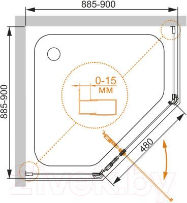 Душевой уголок Cezares ECO-O-P-1-90-C-Cr