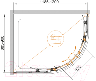 Душевой уголок Cezares ECO-O-RH-2-120/90-C-Cr