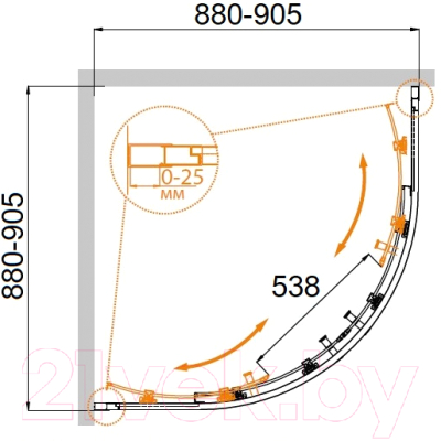 Душевой уголок Cezares MOLVENO-R-2-90-C-Cr-IV