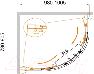 Душевой уголок Cezares MOLVENO-RH-2-100/80-P-Cr