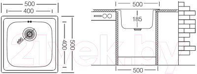 Мойка кухонная Ukinox Гранд GRP500.500-GT8K-C