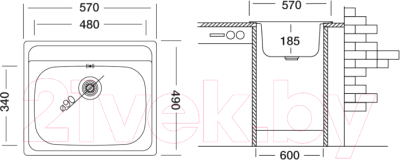 Мойка кухонная Ukinox Гранд GRL570.490-GT8K 0C