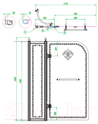 Душевая стенка Cezares RETRO-30/145-FIX-CP-Br