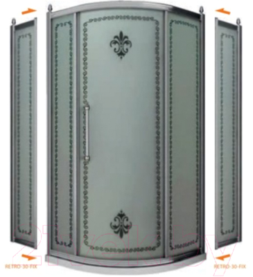 Душевая стенка Cezares RETRO-A-30-FIX-CP-Cr (боковая)