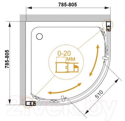 Душевой уголок Cezares Momento-R-2-80-C-Cr