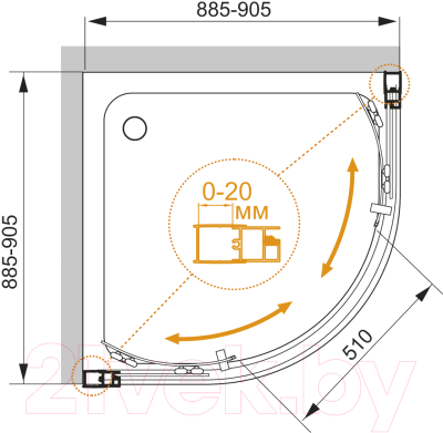 Душевой уголок Cezares MOMENTO-R-2-90-C-Cr
