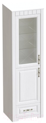 Шкаф с витриной Мебельград Прованс (бодега белая/патина премиум) - фото