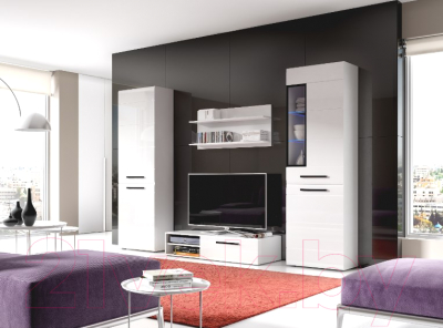 Шкаф с витриной Мебельград Кельн 1960 (белый аляска/белый глянец)