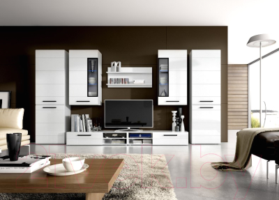 Шкаф-пенал Мебельград Кельн 1960 (белый аляска/белый глянец)