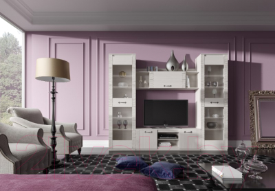 Шкаф-пенал с витриной Мебельград Элана (бодега белая)